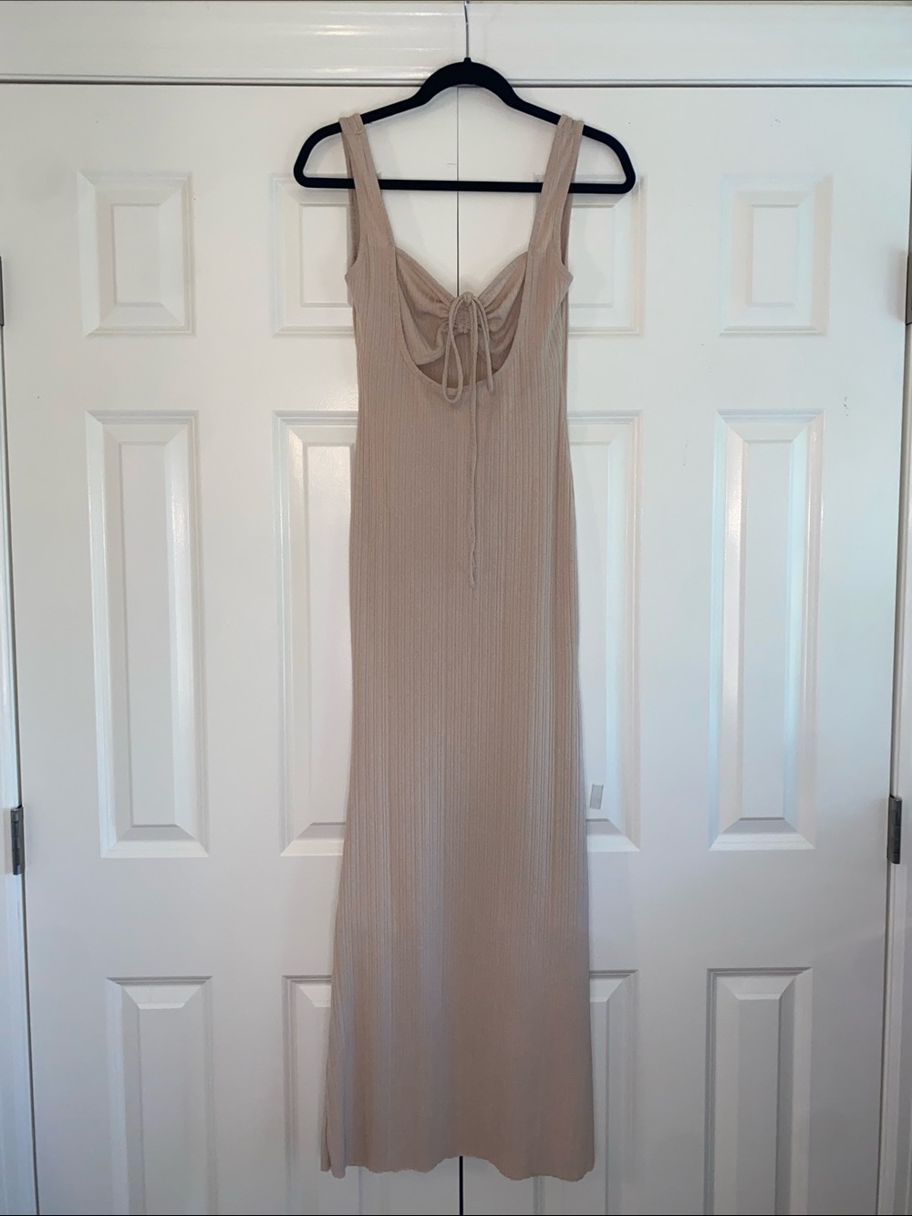 Beige Botany Knit Cut Out Maxi Dress in Cream size Small